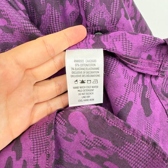 Robert Graham Woven Button Front Long Sleeve Shirt Glory Days Dark Purple  M - Picture 6 of 9